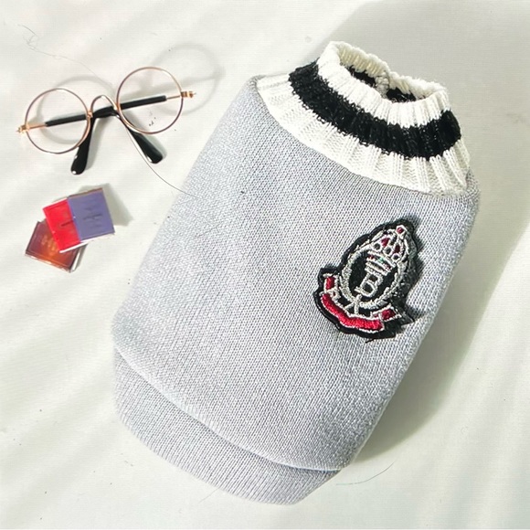 Other - NEW in package light gray preppy look dog sweater, size Large